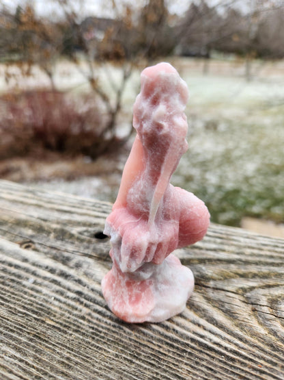 Pink Opal Carved Mermaid Figurine: Unique Siren Sculpture