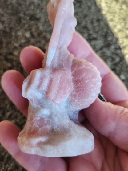 Pink Opal Carved Mermaid Figurine: Unique Siren Sculpture