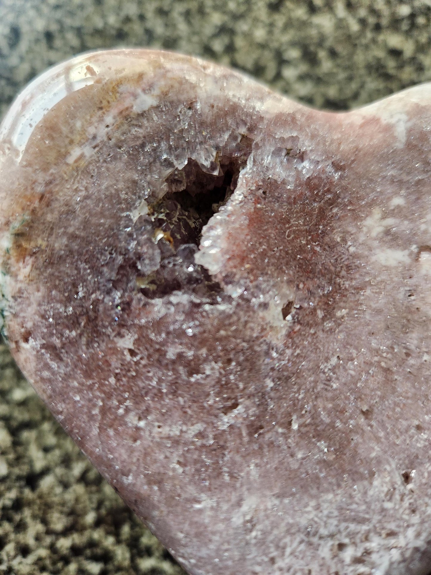 Beautiful Pink Amethyst Crystal Heart on Rose Gold Metal Stand