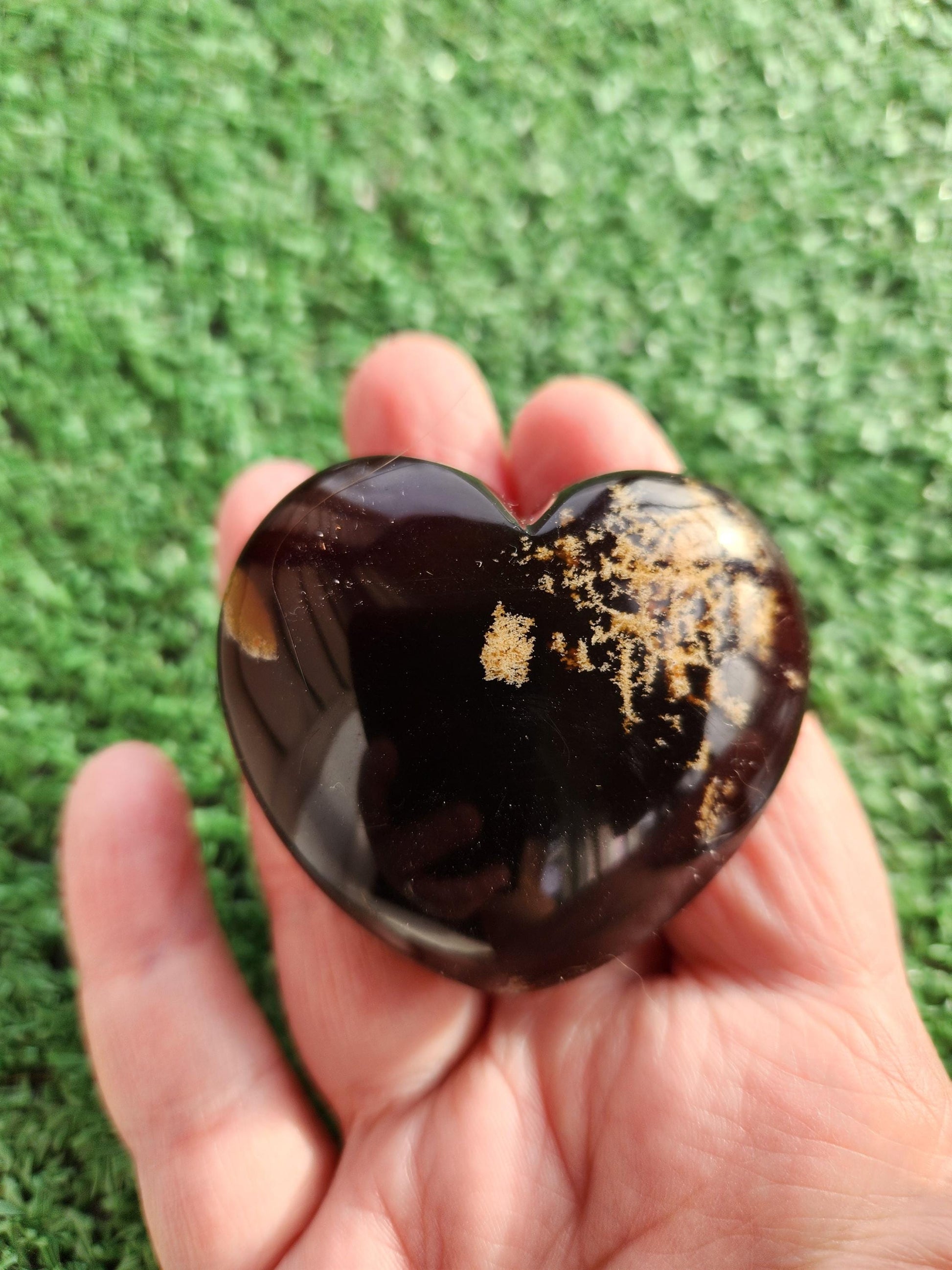 Rare Blue UV Reactive Amber Heart
