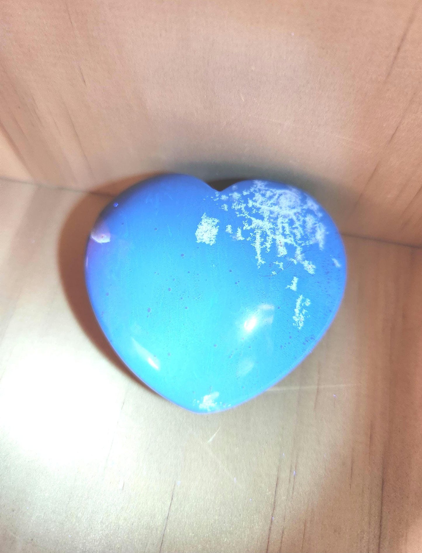 Rare Blue UV Reactive Amber Heart