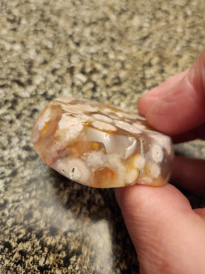 Flower Agate Crystal Carved Rose Bud with Flower Plumes
