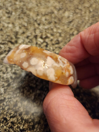 Flower Agate Crystal Carved Rose Bud with Flower Plumes