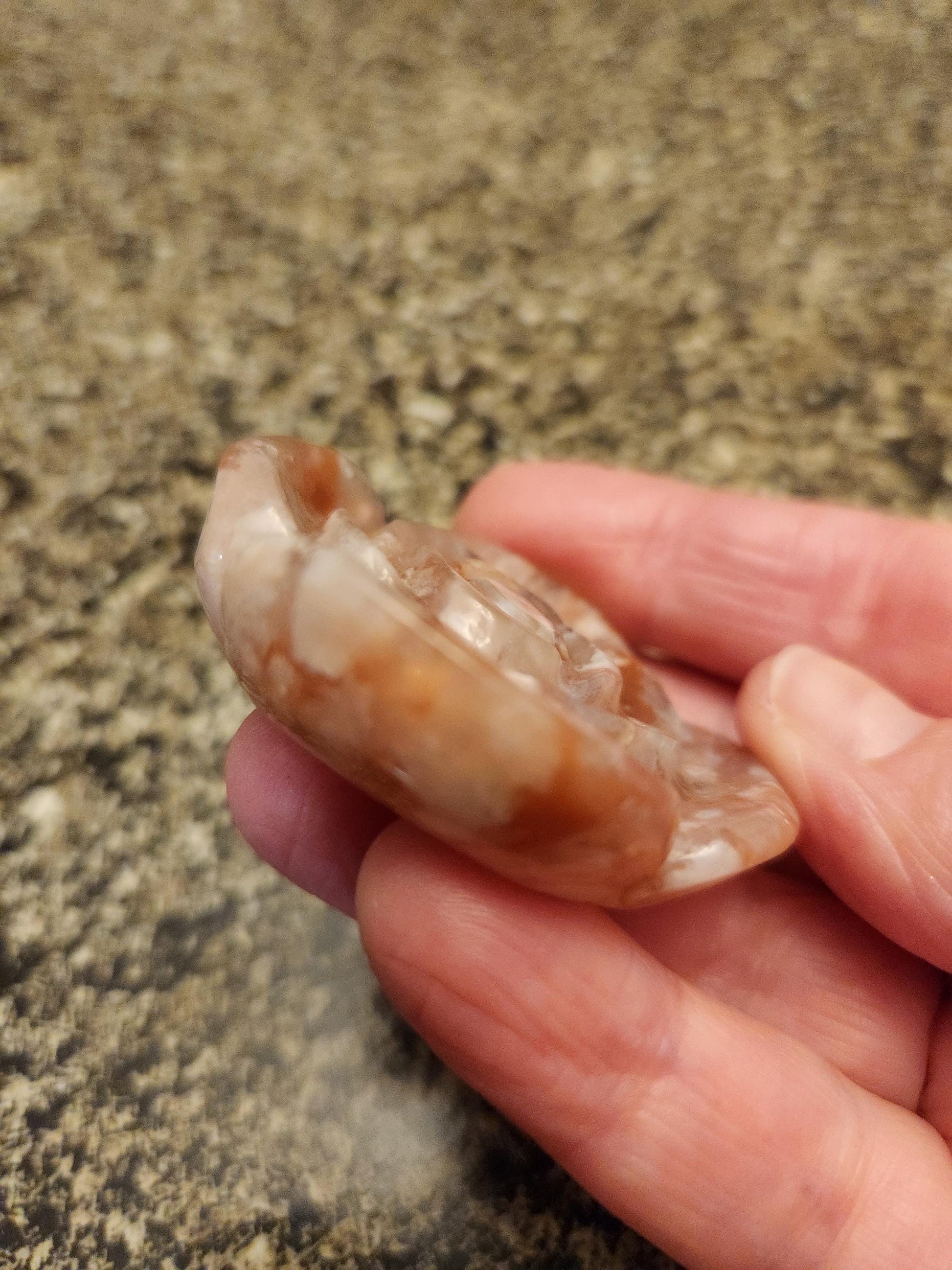 Beautiful Flower Agate Crystal Carved Rose Bud with flower plumes