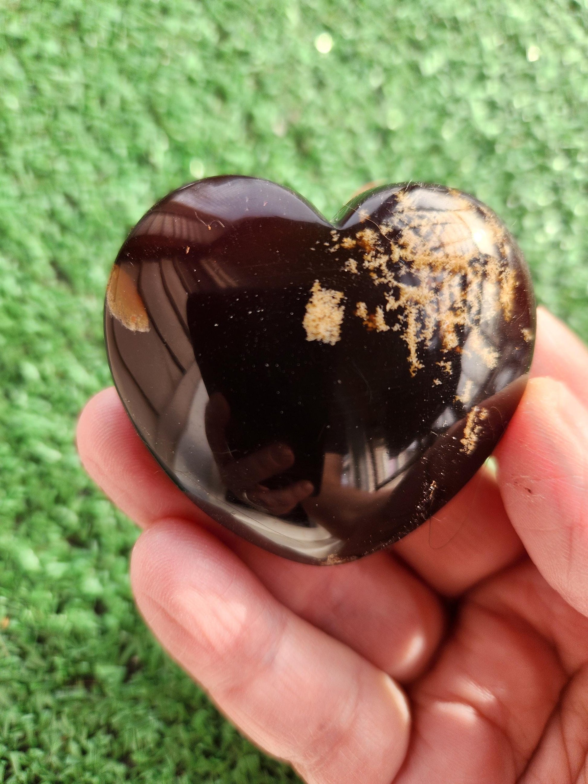 Rare Blue UV Reactive Amber Heart