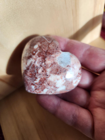 Strawberry Onyx Crystal Heart with Druzy - High Polish AAA Grade