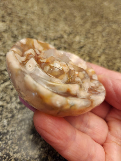 Flower Agate Crystal Carved Rose Bud with Flower Plumes