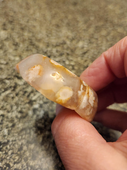 Flower Agate Crystal Carved Rose Bud with Flower Plumes