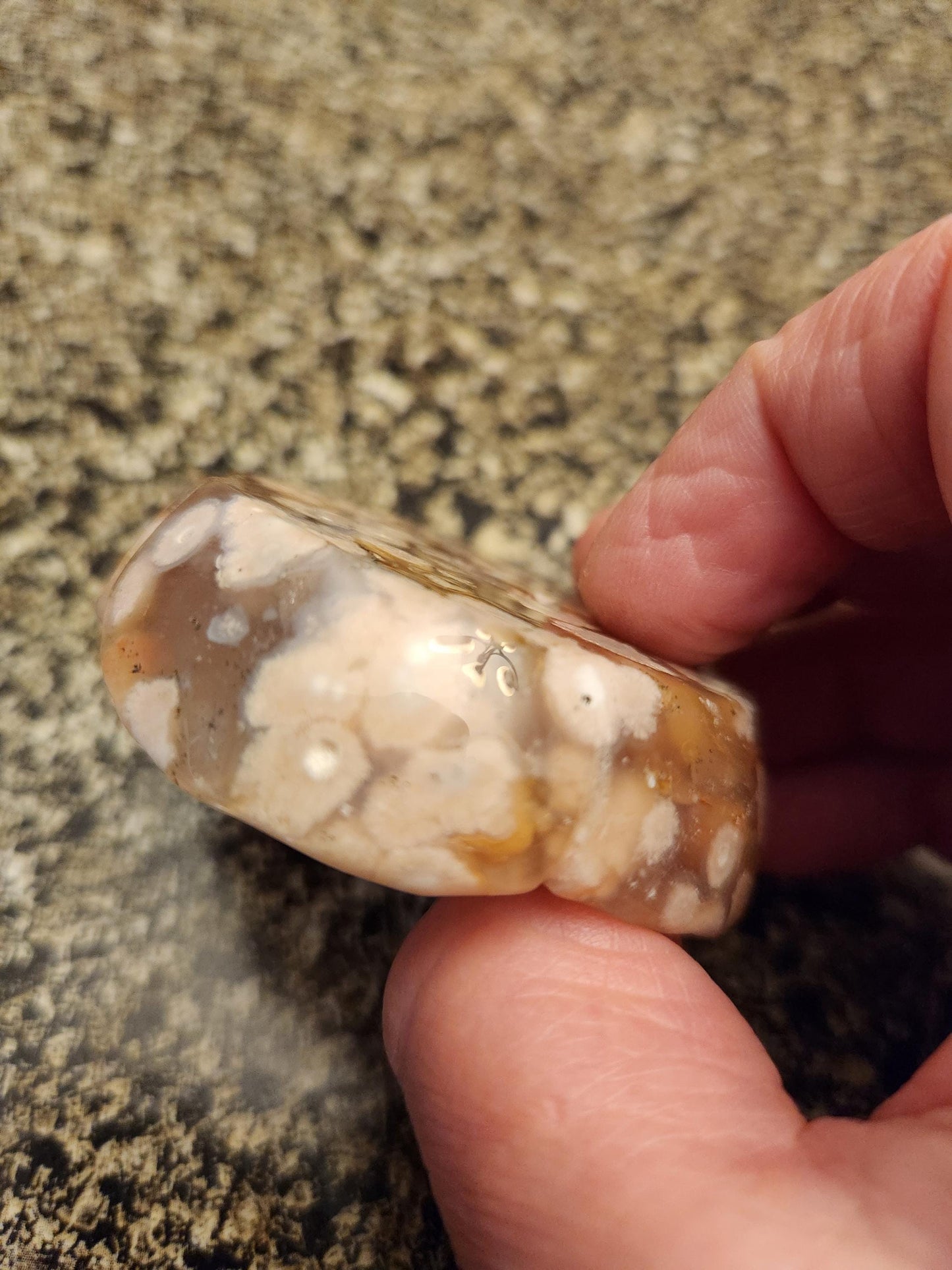 Flower Agate Crystal Carved Rose Bud with Flower Plumes