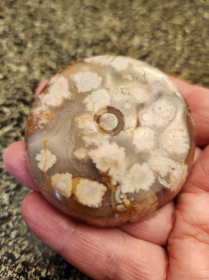 Flower Agate Crystal Carved Rose Bud with Flower Plumes