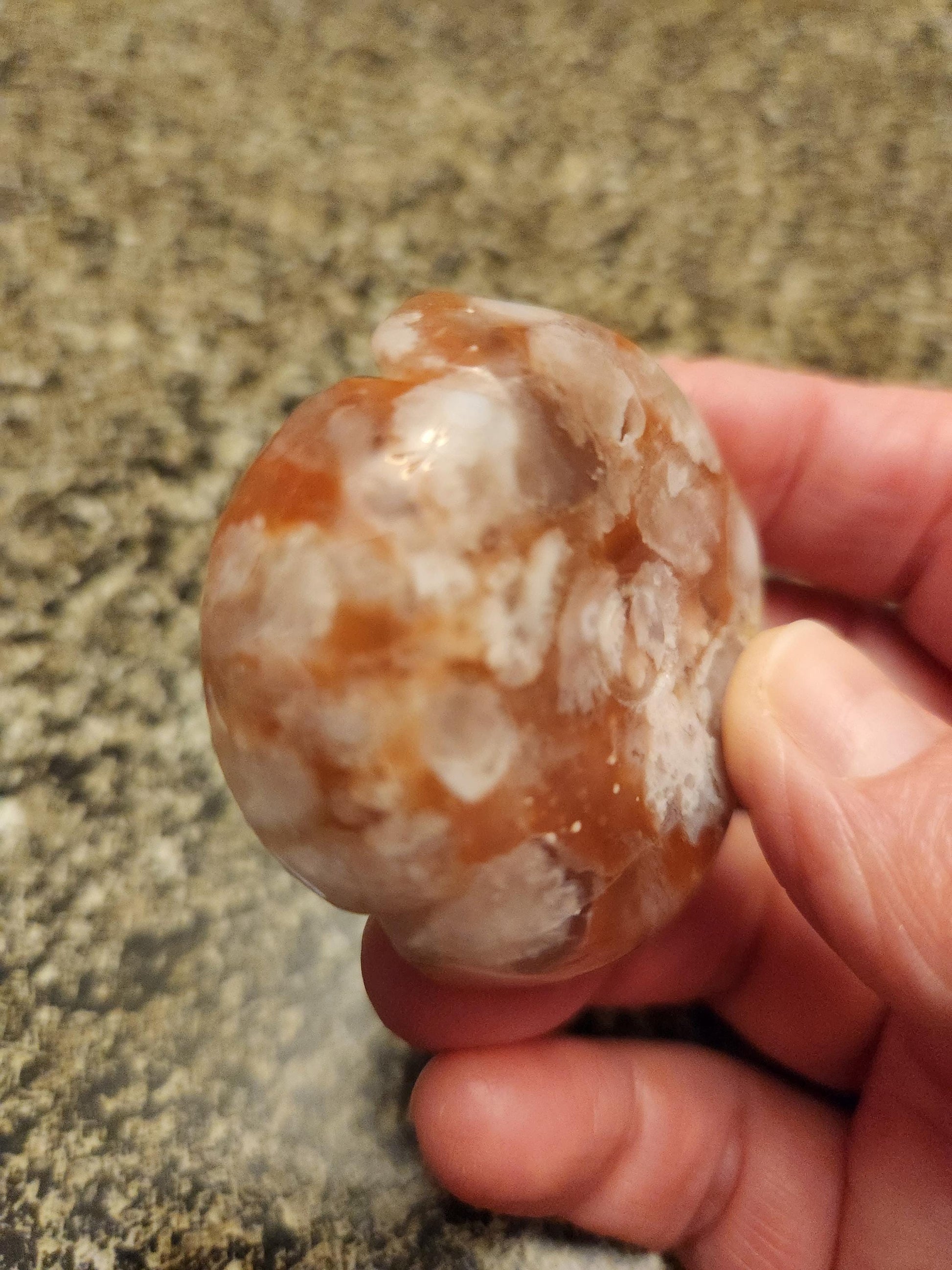 Beautiful Flower Agate Crystal Carved Rose Bud with flower plumes