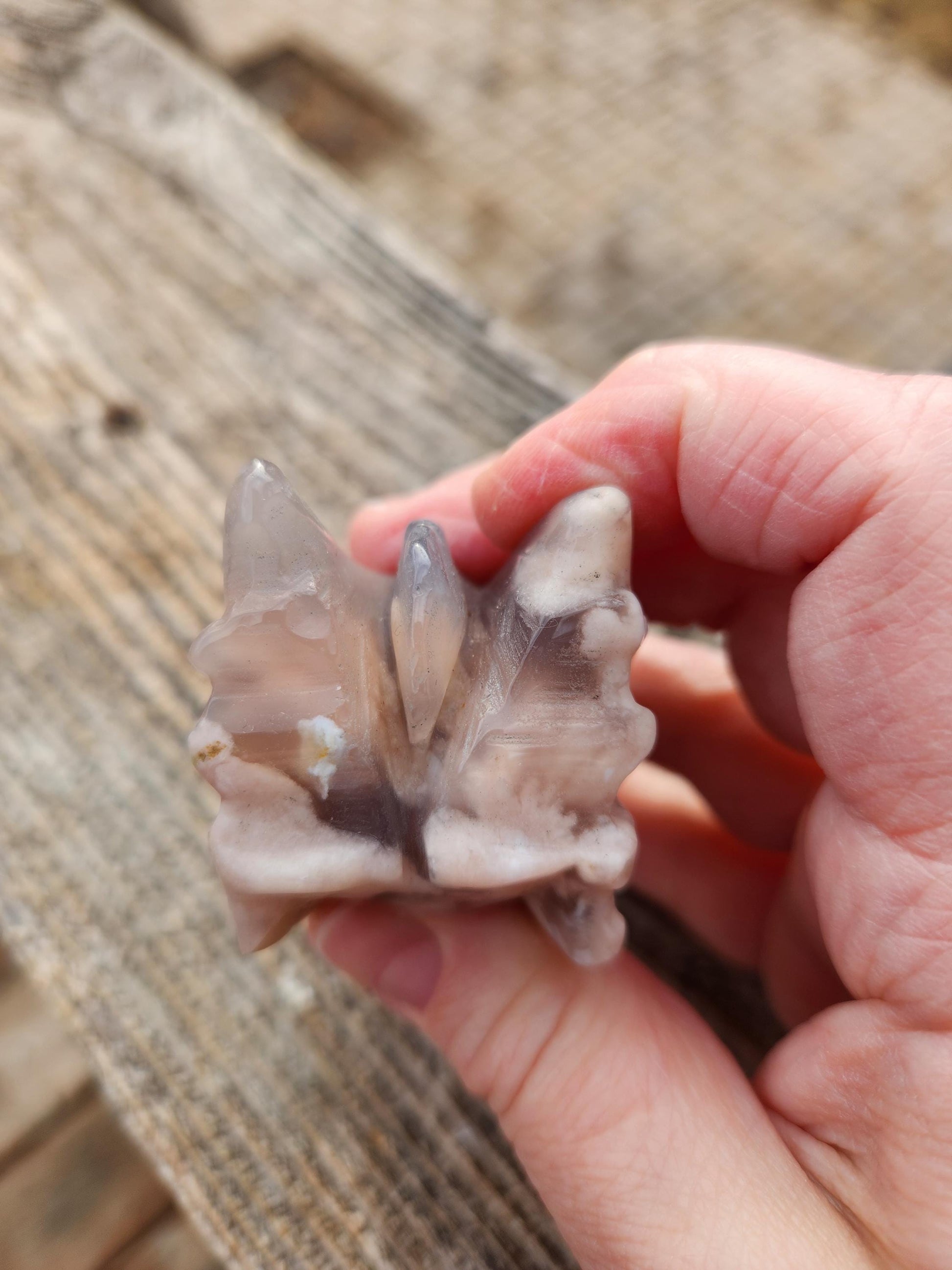 AAA Flower Agate Crystal Dragon Head with Flower Plumes, DND