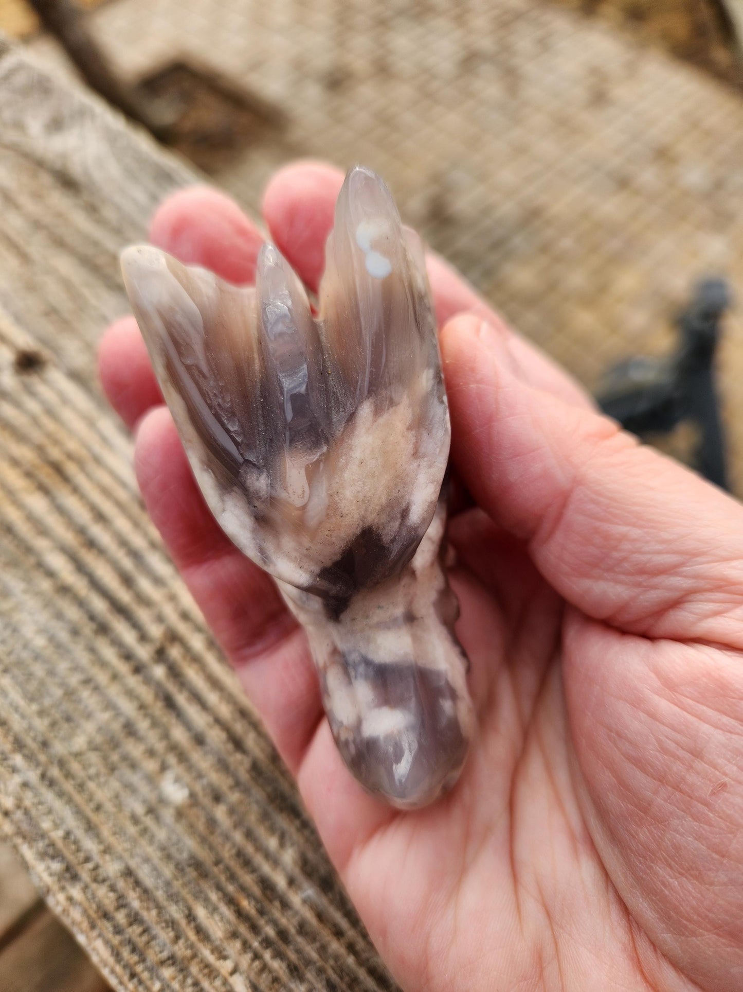 AAA Flower Agate Crystal Dragon Head with Flower Plumes, DND