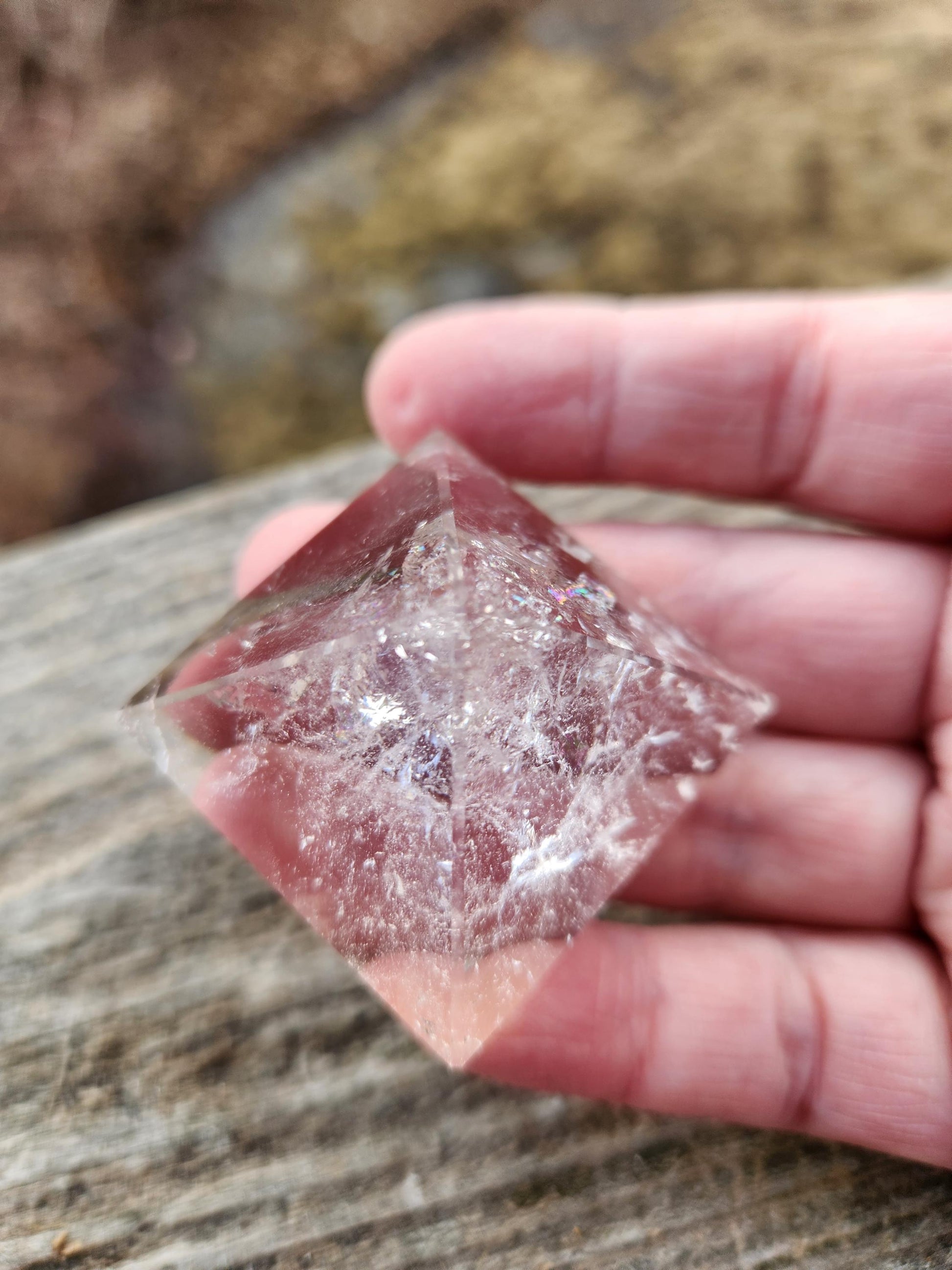 Beautiful AAA Clear Quartz Crystal Pyramid, Rainbows