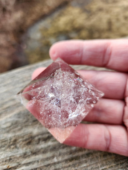 AAA Clear Quartz Crystal Pyramid with Rainbow Inclusions