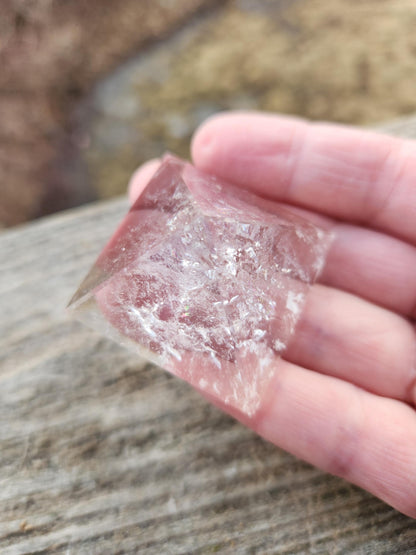 AAA Clear Quartz Crystal Pyramid with Rainbow Inclusions