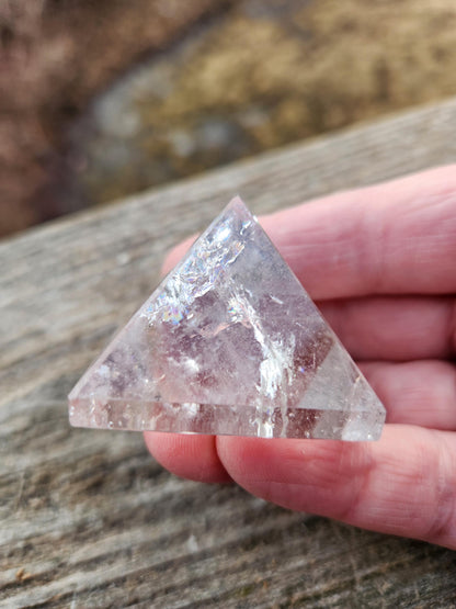 AAA Clear Quartz Crystal Pyramid with Rainbow Inclusions