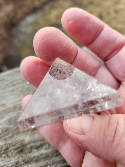 AAA Clear Quartz Crystal Pyramid with Rainbow Inclusions