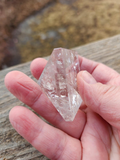 AAA Clear Quartz Crystal Pyramid with Rainbow Inclusions