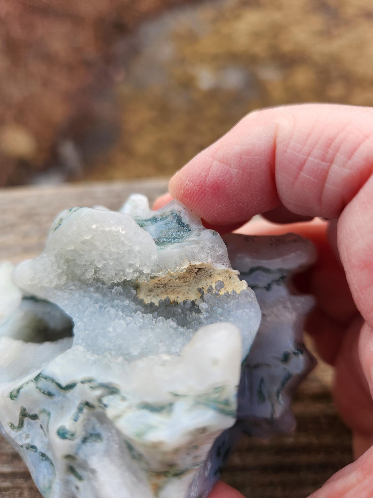 Beautiful AAA Natural Moss Agate Crystal Carved Dragon Head , DND