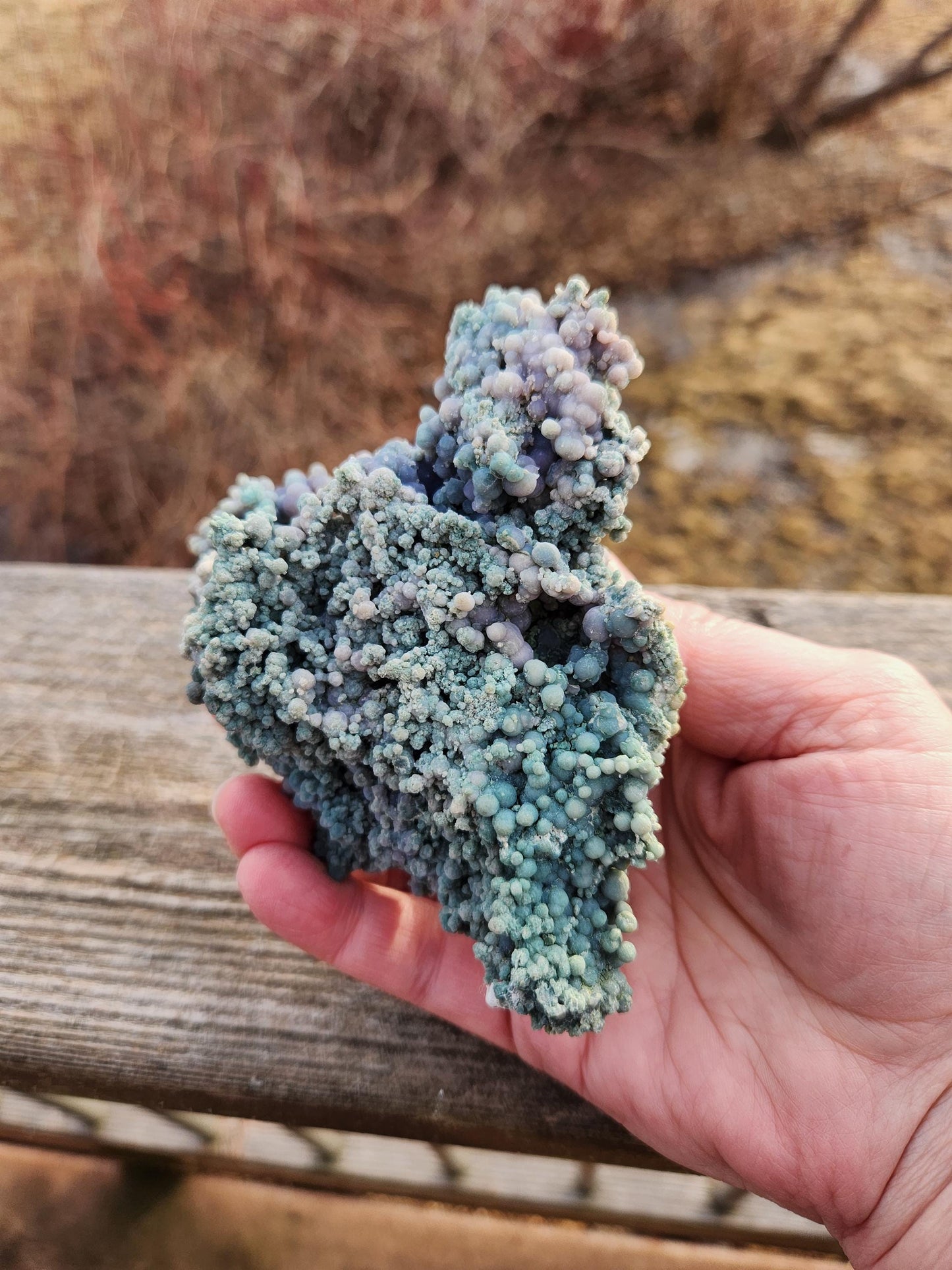 Rare Grape Agate Crystal Specimen: Bi-Color Purple & Green Chalcedony