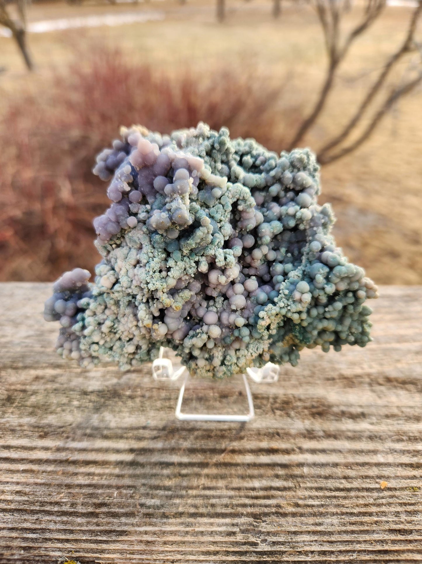 Rare Grape Agate Crystal Specimen: Bi-Color Purple & Green Chalcedony