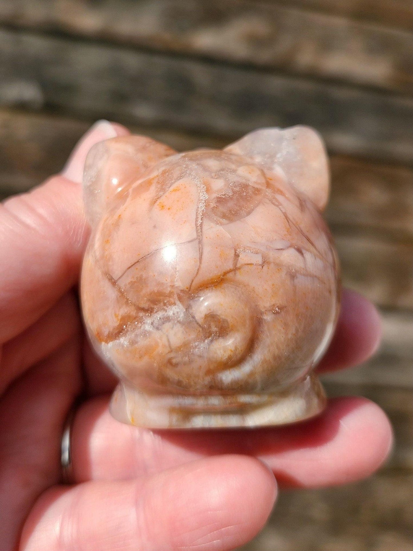 Super Cute Jiggly Puff with High Polish in Brecciated Sakura Pink Agate with Quartz & Druzy, Pokemon