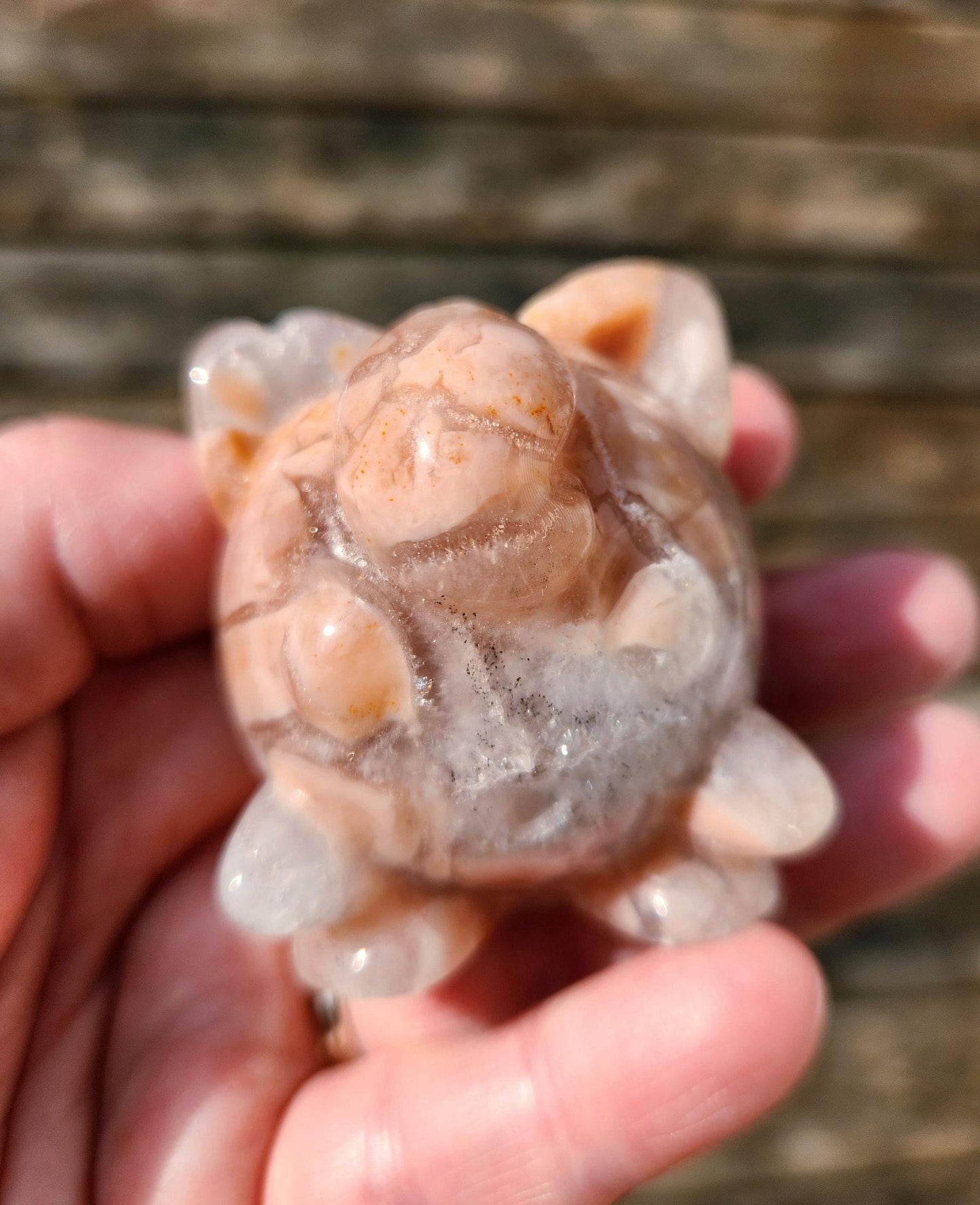 Super Cute Jiggly Puff with High Polish in Brecciated Sakura Pink Agate with Quartz & Druzy, Pokemon