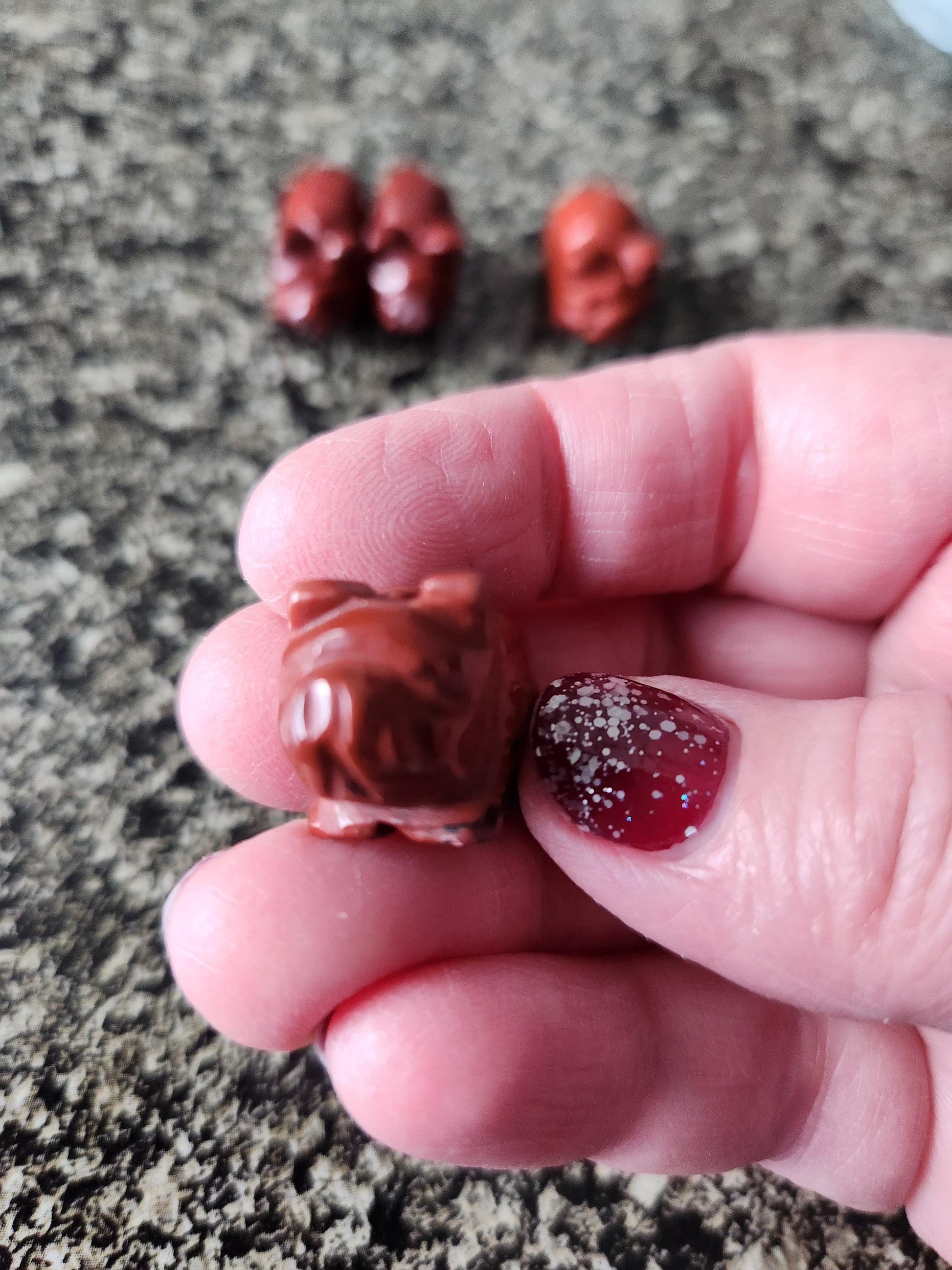 Mini Crystal Pig Figurine: Red Jasper or Dalmatian Jasper, One