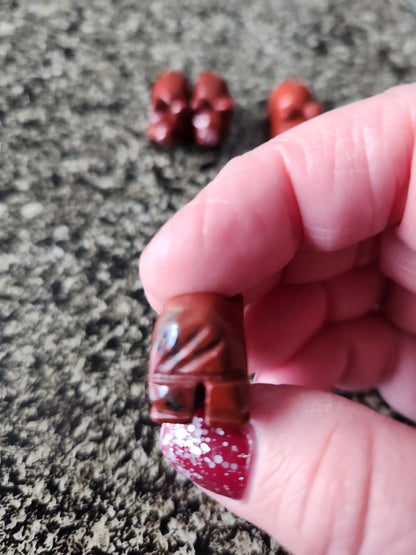 Mini Crystal Pig Figurine: Red Jasper or Dalmatian Jasper, One