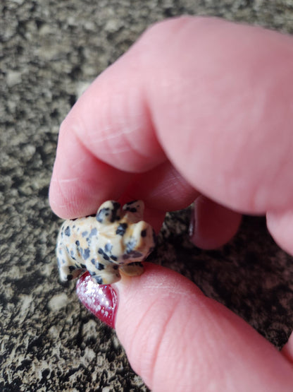 Mini Crystal Pig Figurine: Red Jasper or Dalmatian Jasper, One