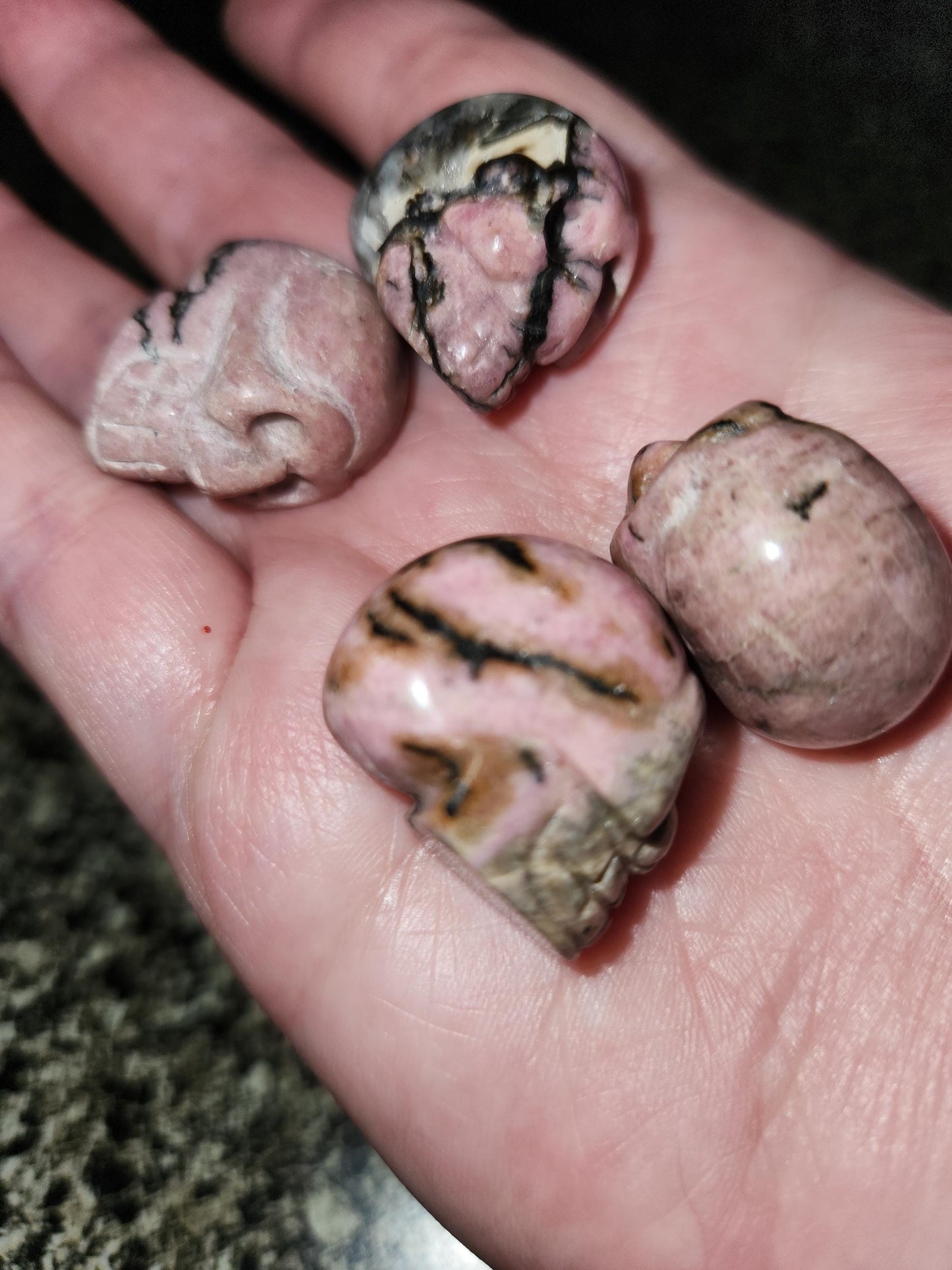 Unique Tiny Rhodonite Skull Crystal, 1 Mini Skull