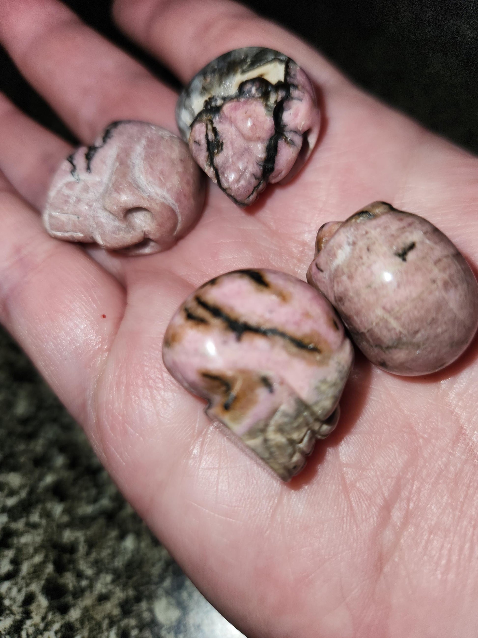 Unique Tiny Rhodonite Skull Crystal, 1 Mini Skull