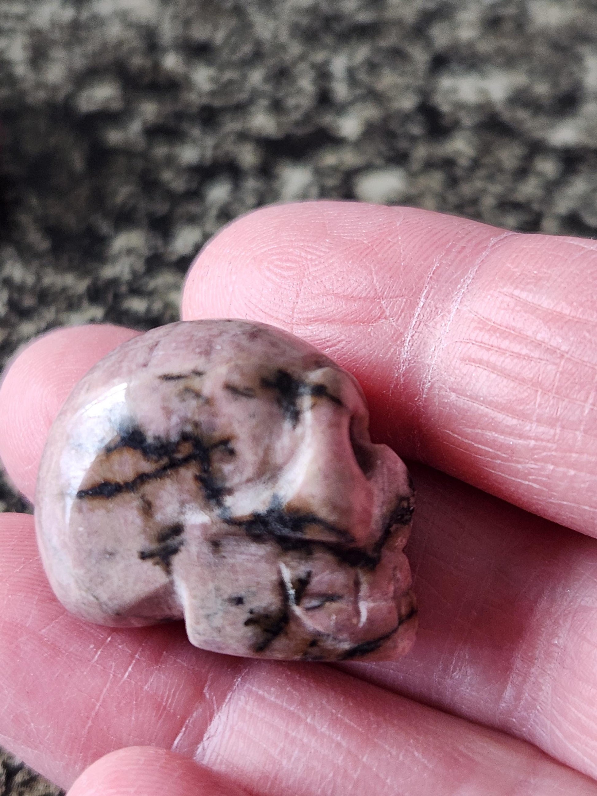 Unique Tiny Rhodonite Skull Crystal, 1 Mini Skull