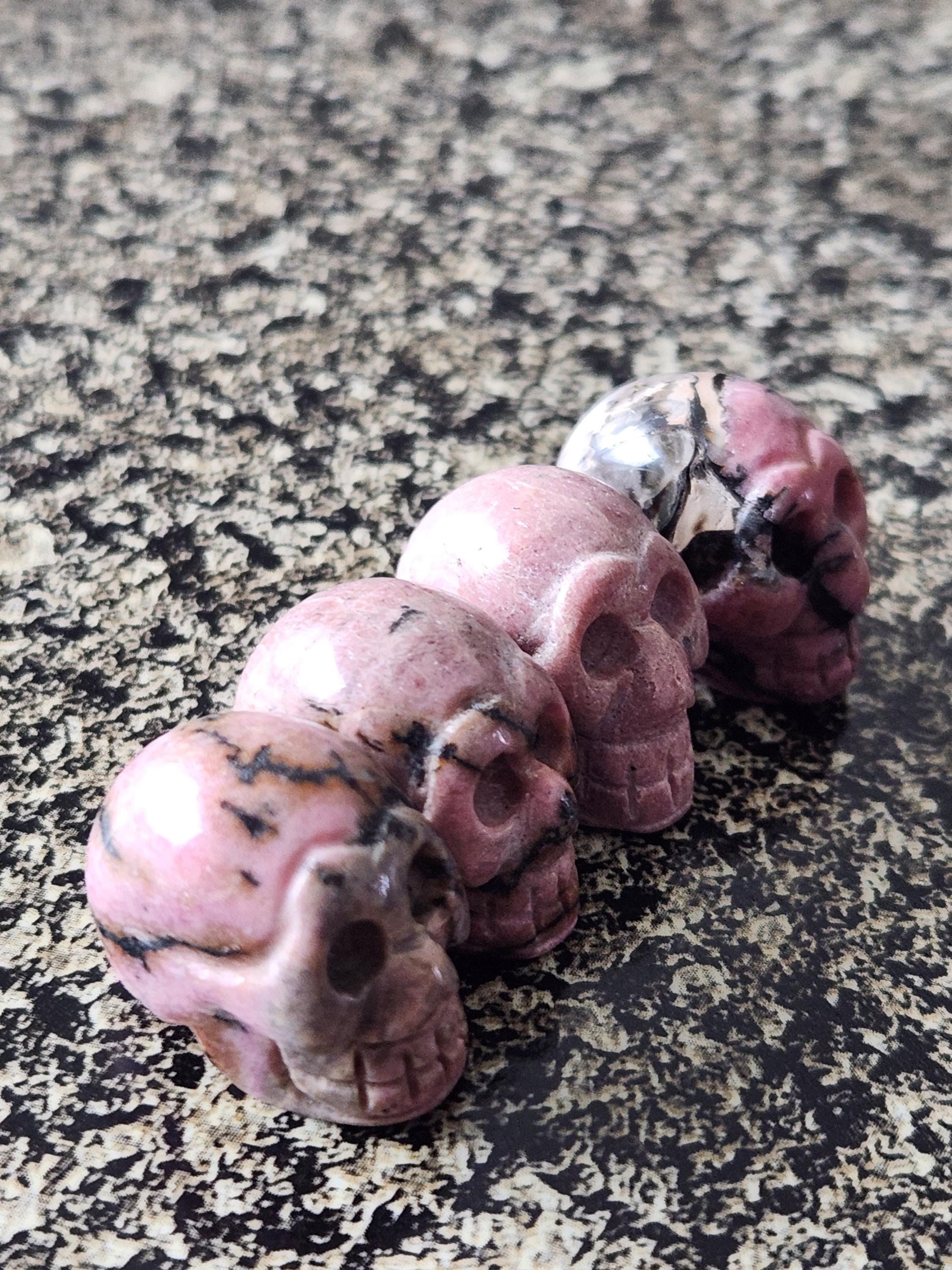 Unique Tiny Rhodonite Skull Crystal, 1 Mini Skull