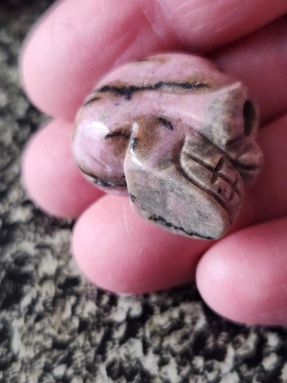 Unique Tiny Rhodonite Skull Crystal, 1 Mini Skull