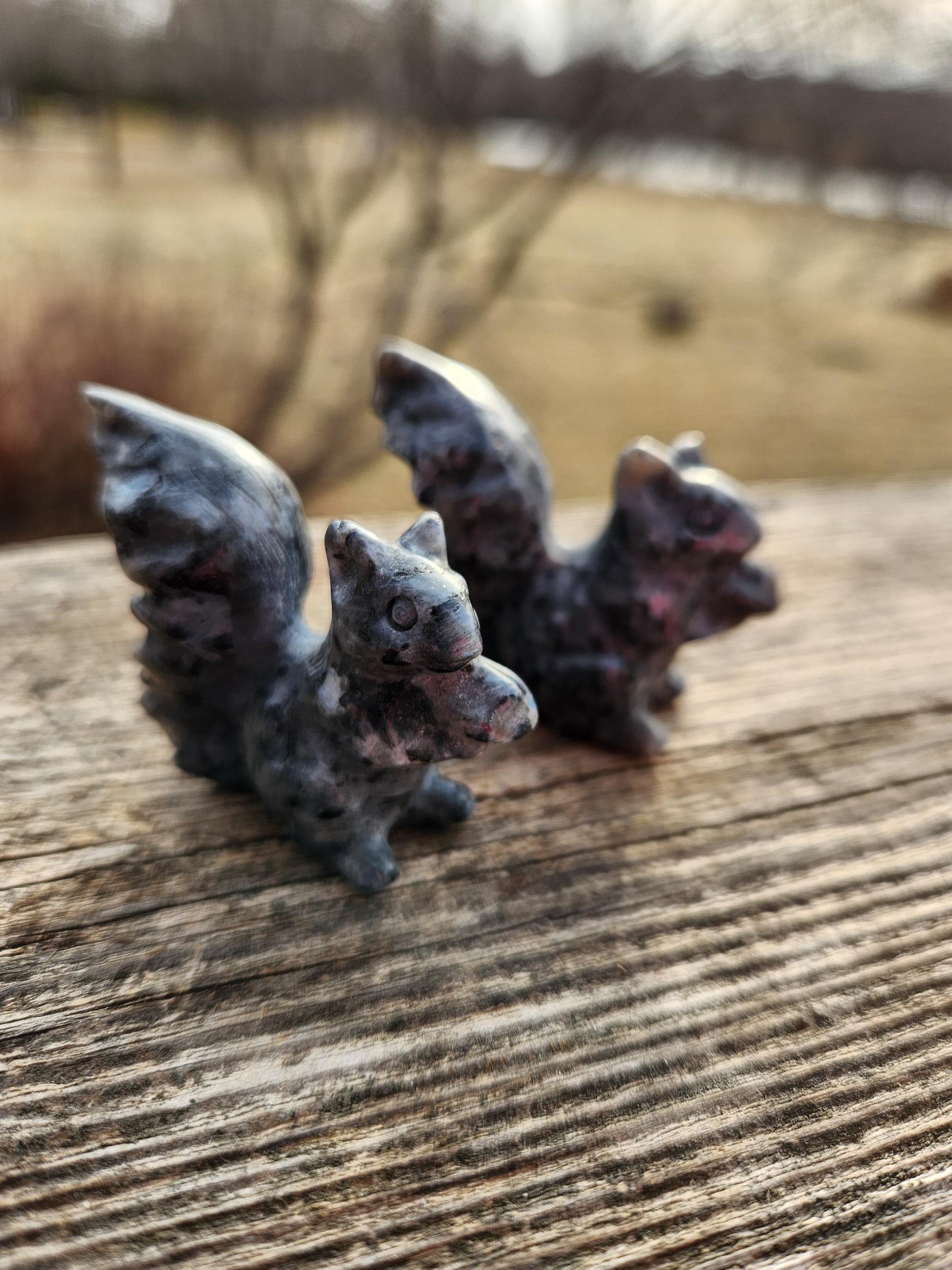 Labradorite Carved Squirrel: Natural Crystal Figurine, 1 Squirrel