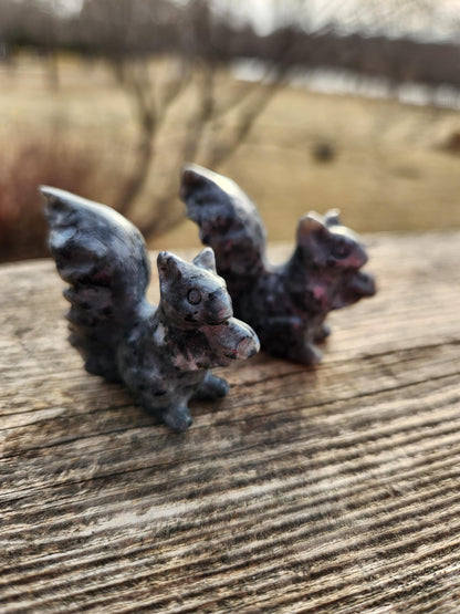 Labradorite Carved Squirrel: Natural Crystal Figurine, 1 Squirrel