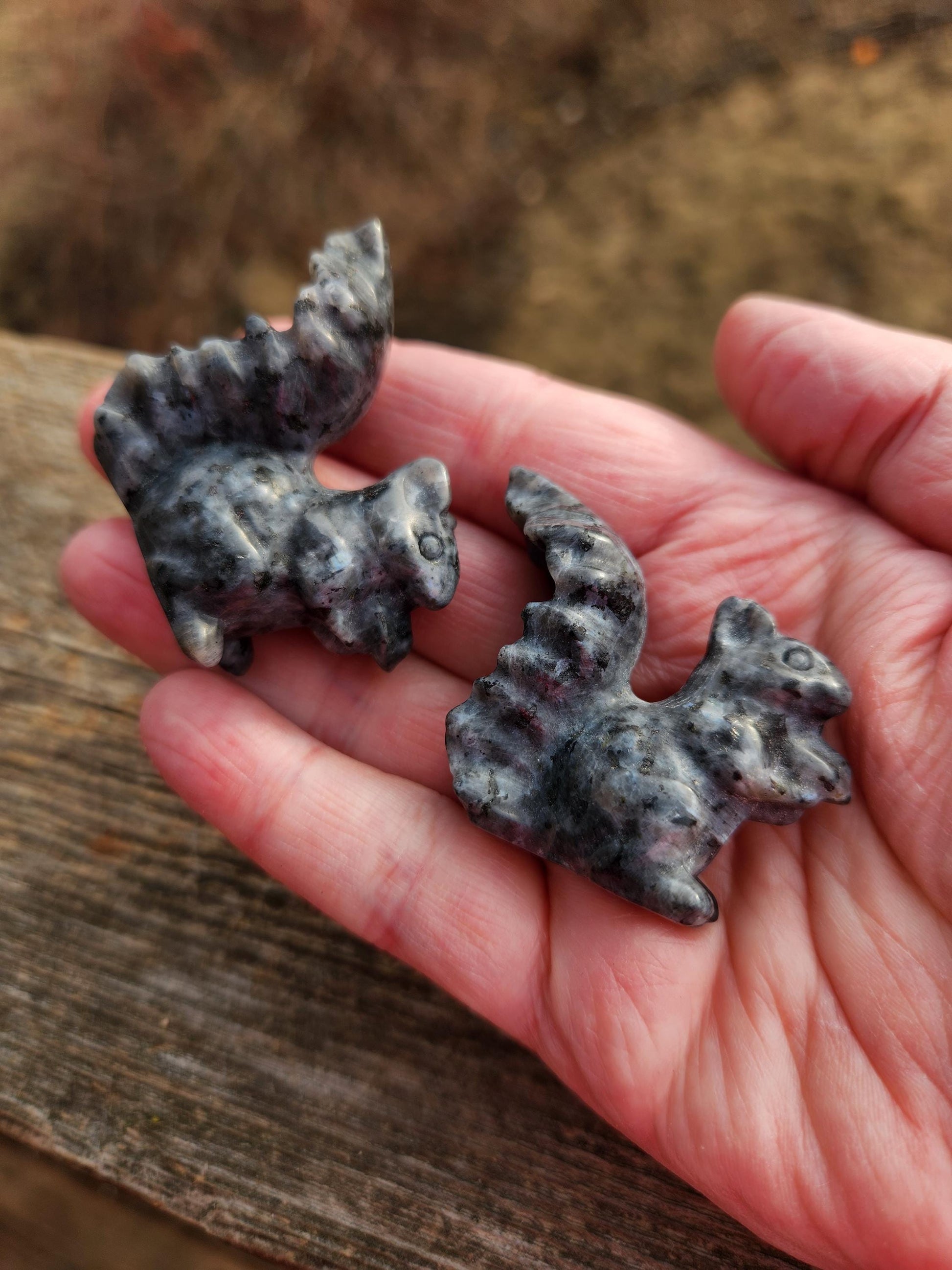 Labradorite Carved Squirrel: Natural Crystal Figurine, 1 Squirrel