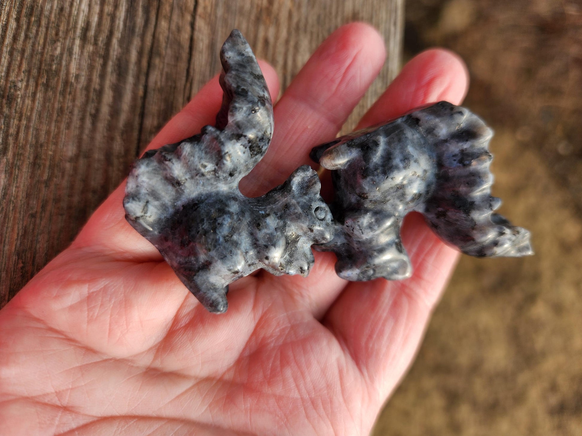 Labradorite Carved Squirrel: Natural Crystal Figurine, 1 Squirrel