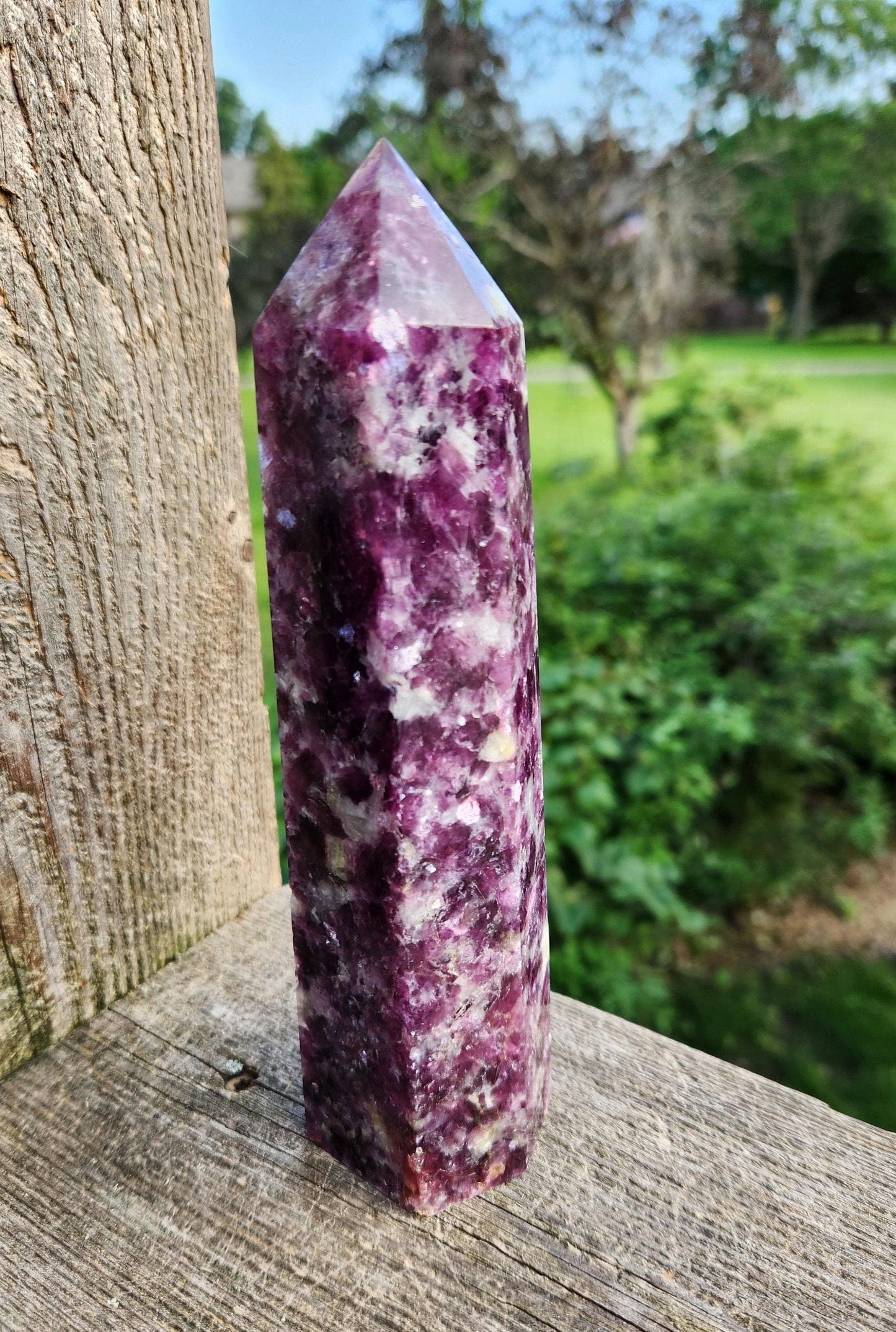 AAA Dark Purple Lepidolite Crystal Tower: Polished Point Generator