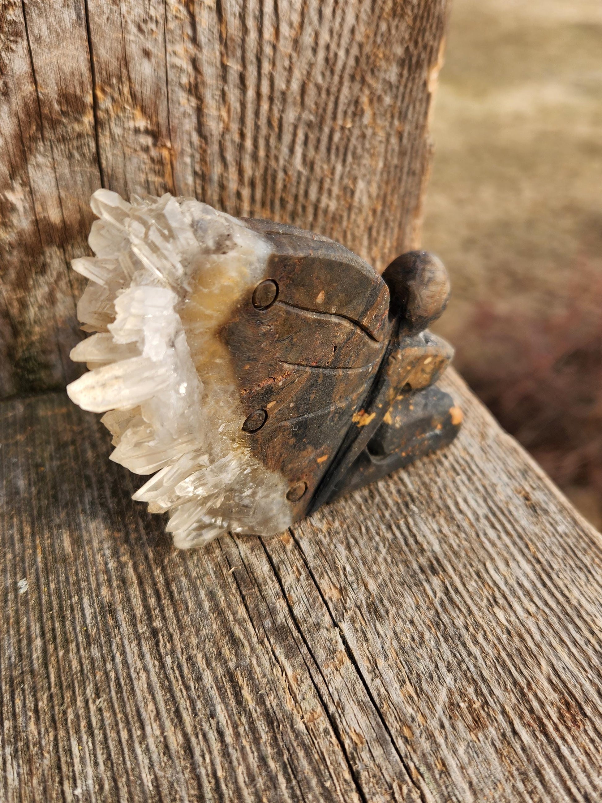 Super Unique Clear Quartz with Matrix Angel Or Fairy Carving Natural Stone Crystal