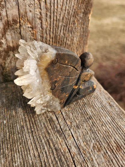 Super Unique Clear Quartz with Matrix Angel Or Fairy Carving Natural Stone Crystal