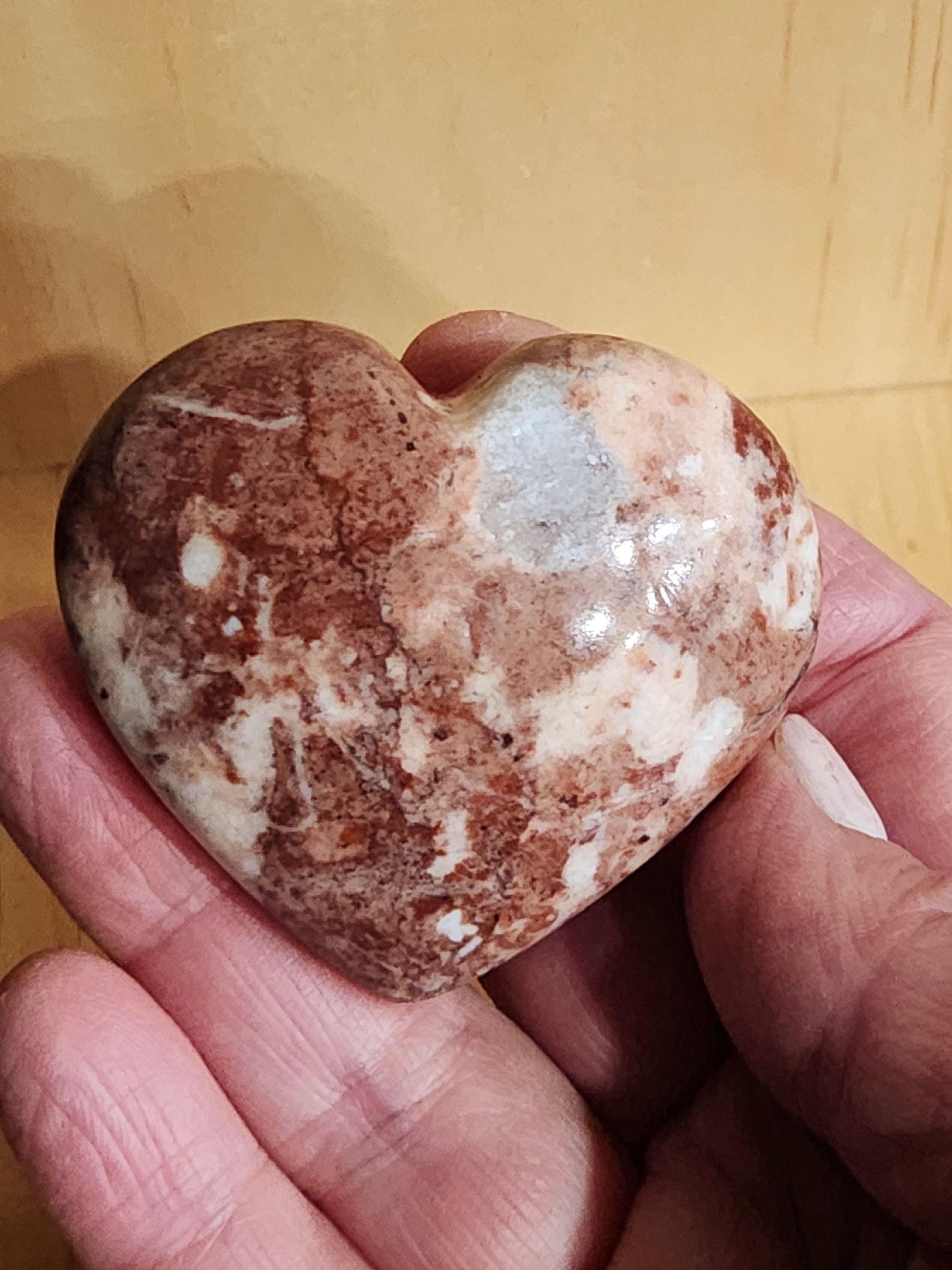 Strawberry Onyx Crystal Heart with Druzy - High Polish AAA Grade