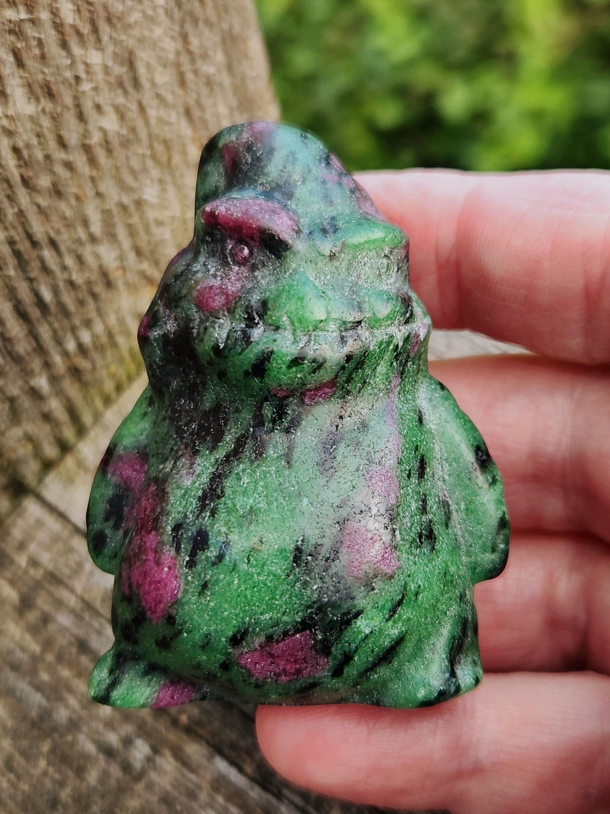 Sparkly Ruby Zoisite Oogie Boogie Crystal Carving, Ghost, Halloween, Nightmare Before Christmas