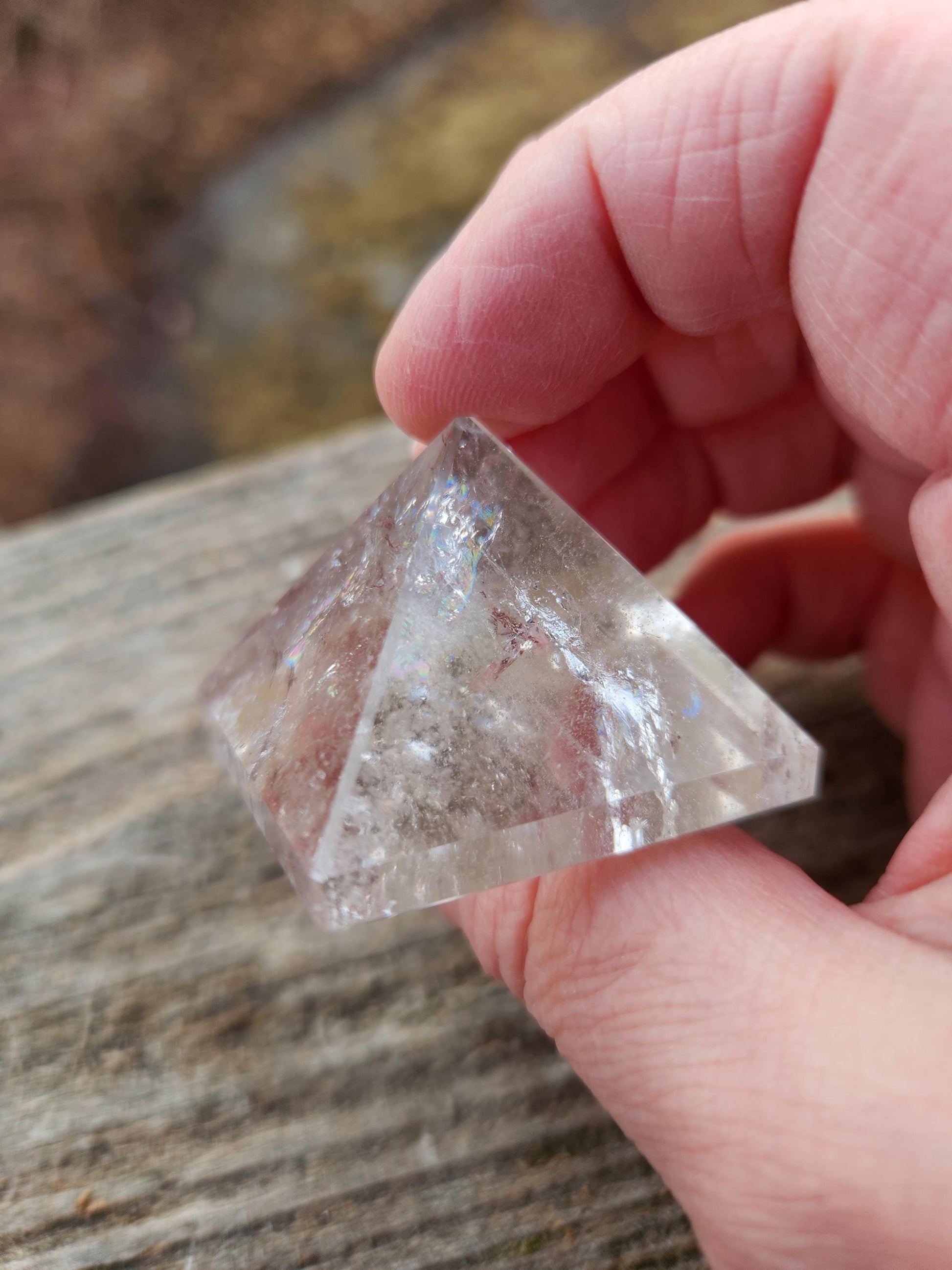 Beautiful AAA Clear Quartz Crystal Pyramid, Rainbows