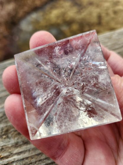AAA Clear Quartz Crystal Pyramid with Rainbow Inclusions