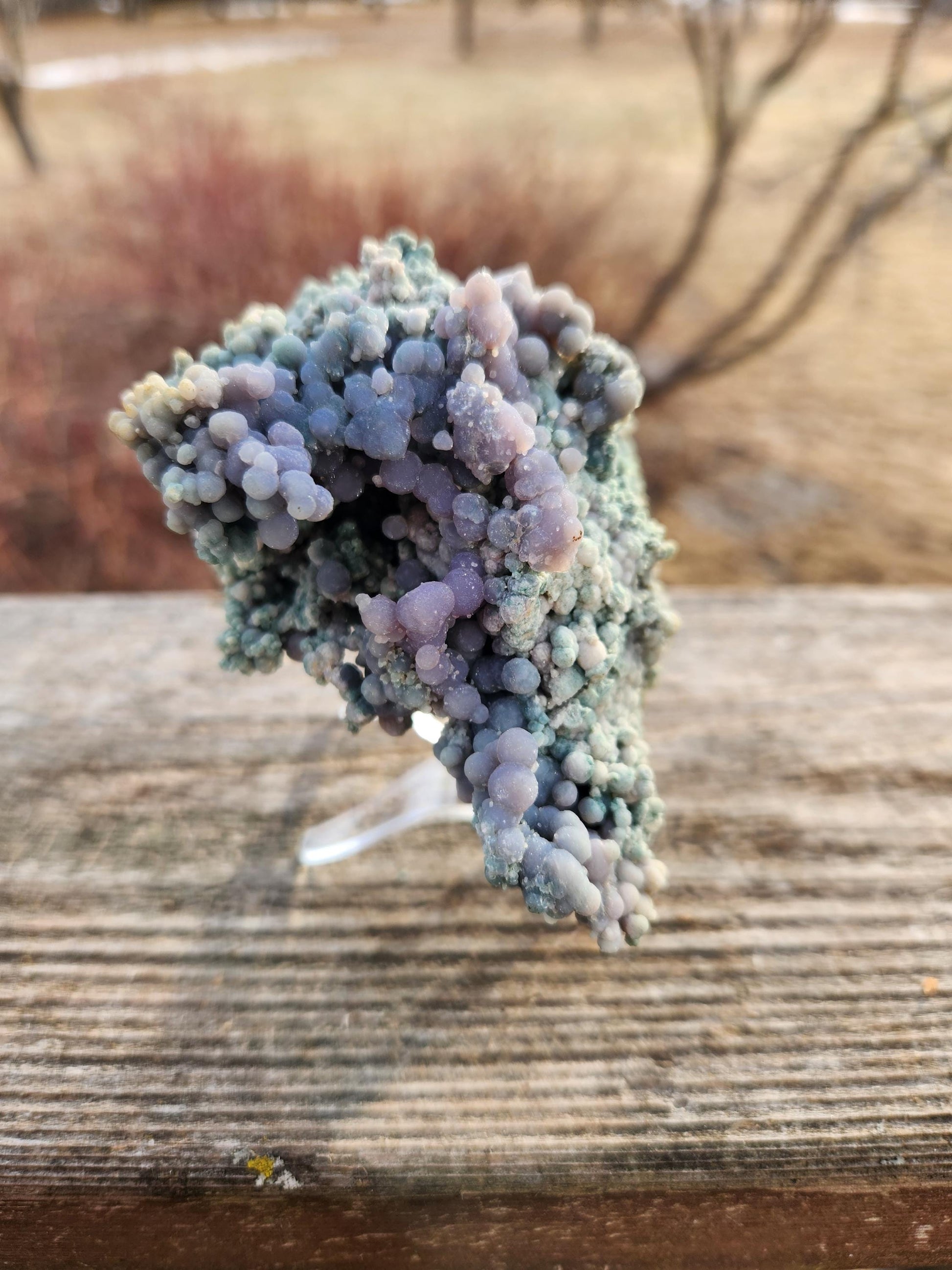 Rare Grape Agate Crystal Specimen: Bi-Color Purple & Green Chalcedony