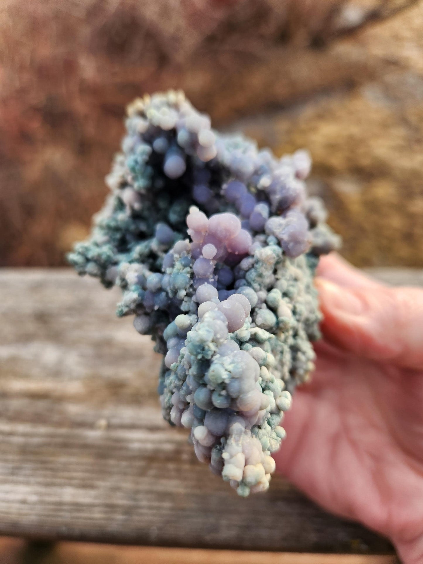 Rare Grape Agate Crystal Specimen: Bi-Color Purple & Green Chalcedony