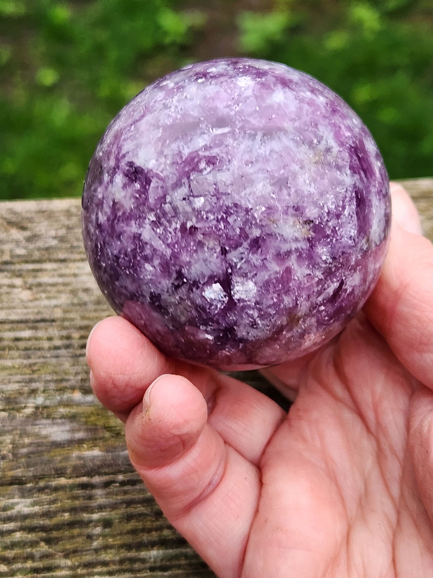 AAA Dark Purple Lepidolite Crystal Sphere with Mica